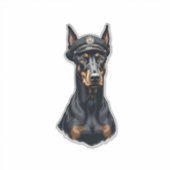 Vintage Doberman Police Dog Portrait Black and Whi Aufkleber (Vorderseite)
