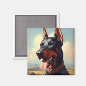 Vintage-Dobermann-Gemälde Magnet (Vorderseite/Rückseite)