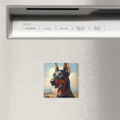 Vintage-Dobermann-Gemälde Magnet (In Situ (Geschirrspüler))