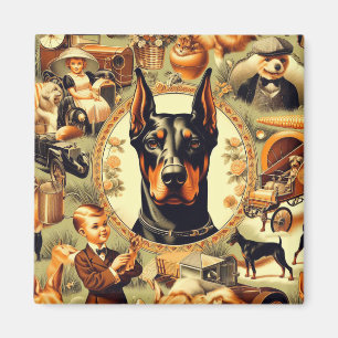 Vintage-Dobermann-Illustration Magnet