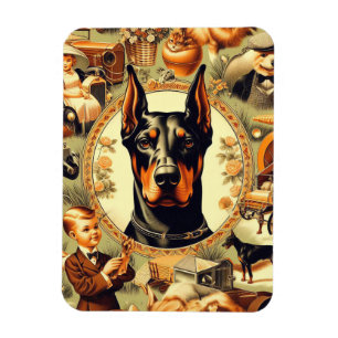 Vintage-Dobermann-Illustration Magnet