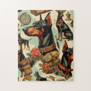 Vintage-Dobermann nahtlose Malerei Puzzle