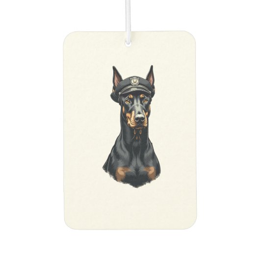 Vintage Dobermann Polizeihund-Porträt Schwarz-Weiß Autolufterfrischer (Vorderseite)