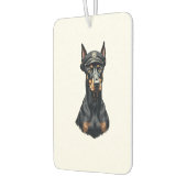 Vintage Dobermann Polizeihund-Porträt Schwarz-Weiß Autolufterfrischer (Links)