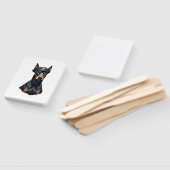 Vintage Dobermann Polizeihund-Porträt Schwarz-Weiß Fächer (Non-assembled)