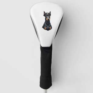 Vintage Dobermann Polizeihund Porträt Schwarz-Weiß Golf Headcover