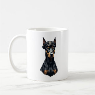Vintage Dobermann Polizeihund-Porträt Schwarz-Weiß Kaffeetasse