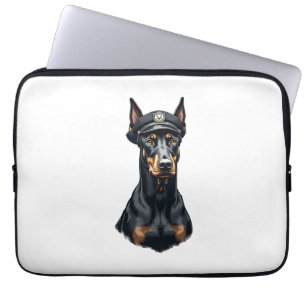 Vintage Dobermann Polizeihund Porträt Schwarz-Weiß Laptopschutzhülle