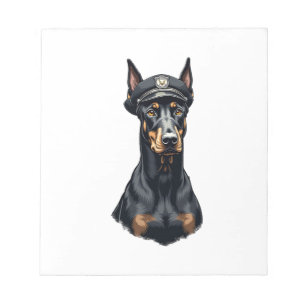 Vintage Dobermann Polizeihund Porträt Schwarz-Weiß Notizblock