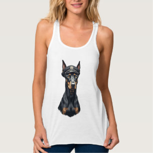 Vintage Dobermann Polizeihund Porträt Schwarz-Weiß Tank Top