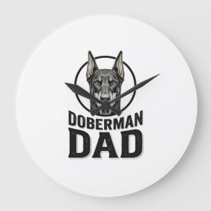 Vintage Dobermann Vater Gravur Hundeliebhaber Desi Große Wanduhr