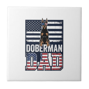 Vintage Dobermann Vater Patriotisches Hund-Shirt D Fliese