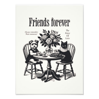 Vintage Dog and Cat | Minimalist Print Fotodruck