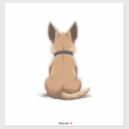Vintage Dog Back View Illustration with Big Ears P Aufkleber (Blatt)