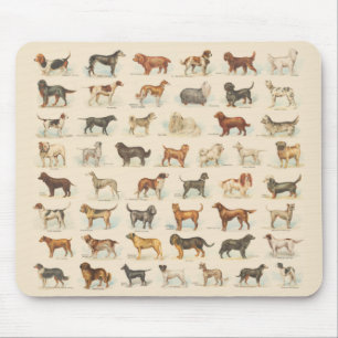 Vintage Dog Breed Drawings Mousepad