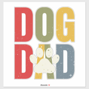 Vintage Dog Dad Pfotenabdruck Retro-Typografie-Shi Aufkleber