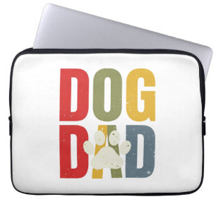 Vintage Dog Dad Pfotenabdruck Retro-Typografie-Shi Laptopschutzhülle