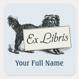 Vintage Dog Ex Libris Bookplate, Book Label Quadratischer Aufkleber