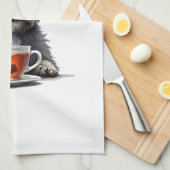 Vintage Dog Holding Tea with Glasses Retro Pet Ill Geschirrtuch (Viertel Falte)