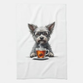 Vintage Dog Holding Tea with Glasses Retro Pet Ill Geschirrtuch (Vertikal)