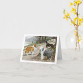 Vintage Dog Trio Note Card Karte (Gelbe Blume)