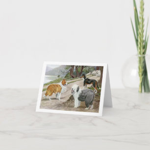 Vintage Dog Trio Note Card Karte