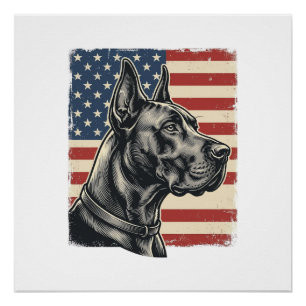 Vintage-Dogge-Patriotische-Flagge-Vektor-Design_1 Poster