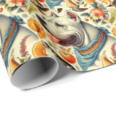 Vintage Dogo Argentino Illustration Geschenkpapier (Rolleneckpunkt)