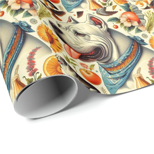 Vintage Dogo Argentino Illustration Geschenkpapier (Rolleneckpunkt)