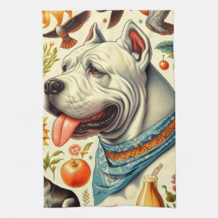 Vintage Dogo Argentino Illustration Geschirrtuch