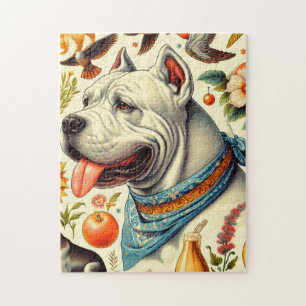 Vintage Dogo Argentino Illustration Puzzle