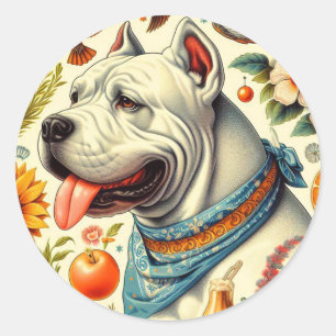 Vintage Dogo Argentino Illustration Runder Aufkleber