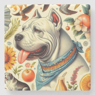 Vintage Dogo Argentino Illustration Steinuntersetzer