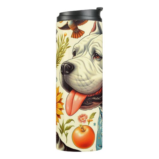 Vintage Dogo Argentino Illustration Thermosbecher (Nach links gedreht)