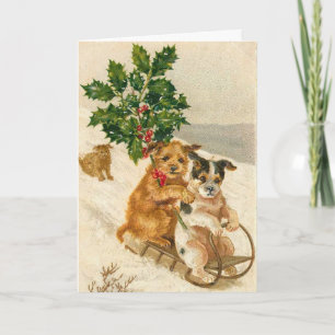 Vintage Dogs, Christmas Feiertagskarte