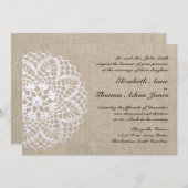 Vintage Doily-u. Leinwand-Hochzeits-Einladung Einladung (Vorne/Hinten)