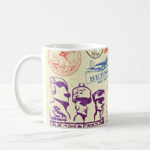 Vintage-Dokumentenstempel-Dekor-Set Kaffeetasse