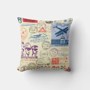 Vintage-Dokumentenstempel-Dekor-Set Kissen
