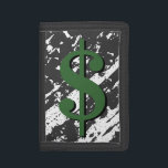 Vintage Dollarzeichen-Geldgeldbörsen und Trifold Geldbörse<br><div class="desc">Vintage Dollarzeichen-Geldgeldbörsen und Münzengeldbeutel. Lustiges Geschenk für Männer und Frauen. Beunruhigter Blickentwurf.</div>