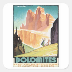 Vintage Dolomiten Berg Quadratischer Aufkleber