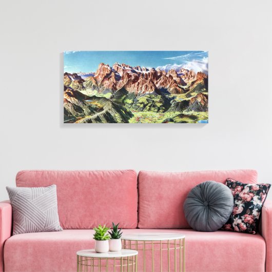 Vintage Dolomiten - Italien Karte Leinwanddruck (Insitu (Wohnzimmer))