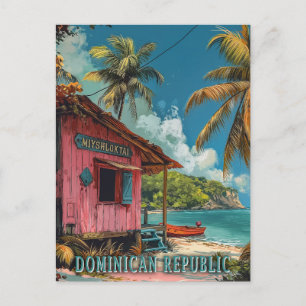 Vintage-Dominikanische-Republik-Reise-Kunst Postkarte
