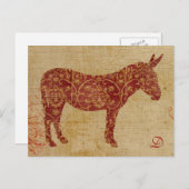 Vintage Donkey-Silhouette Monogramm Postkarte (Vorne/Hinten)