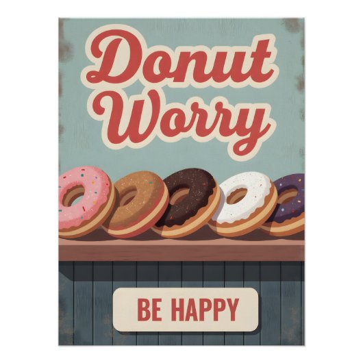 Vintage Donut Poster – Retro Dessert Wall Art (Vorderseite)