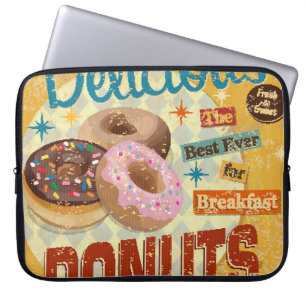 Vintage-Donuts-Metallschild. vintage, Schild, Donu Laptopschutzhülle