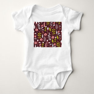 Vintage-Doodle-Blumen nahtloses Muster Baby Strampler