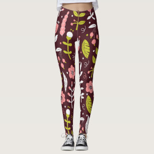 Vintage-Doodle-Blumen nahtloses Muster Leggings