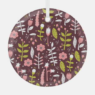 Vintage-Doodle-Blumen nahtloses Muster Ornament Aus Glas