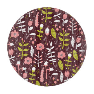 Vintage-Doodle-Blumen nahtloses Muster Schneidebrett
