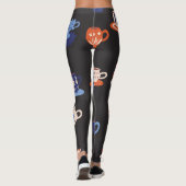 Vintage Doodle Cups Nahtloser Hintergrund Leggings (Rückseite)